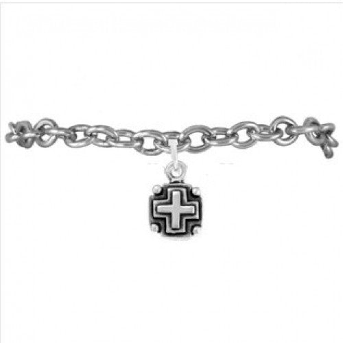 Women Or Men Jewelry 20pcs/lot Antique Silver Plated Medical Sign Religious Cross Bracelet Link Chain Charm Bracelets DIY