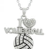 Pendant necklace jewelry for sporter fan gifts - Myshape White gold plating crystal stud i love volleyball